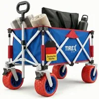 Xonic Bollerwagen TIREX by xonic® Bollerwagen Faltbar PU XL Rädern Fußbremse (Red/White)