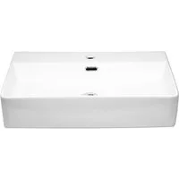 Stabilo Sanitär Waschbecken Hängewaschbecken Weiß eckig 60 cm aus Keramik mit Armaturenbank (Komplett-Set, mit Anschlußset inkl. Abflussrohr und Abflussstopfen), Das Waschbecken ist robust, langlebig und pflegeleicht.