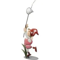 MARELIDA Gartenfigur Dekofigur Mädchen Lili mit Schmetterlingsfänger Gartendeko Statue 50cm, (12 St)