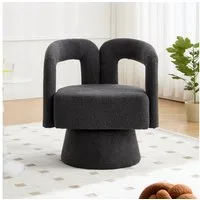 KLAM HOME Stuhl Drehstuhl 360-Grad-Schwenk-Cuddle-Fass-Bürostuhl (runde Sessel mit breiter Polsterung, flauschigem Stoffstuhl, 1 St), für Wohnzimmer, Schlafzimmer, Büro, Wartezimmer
