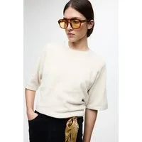 Vila Strickpullover VILIGA 2/4 O-NECK KNIT TOP - NOOS Materialmix, relaxed fit