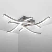 B.K.Licht LED Deckenleuchte, LED fest integriert, Neutralweiß, Deckenlampe, neutralweiß, 20 Watt 2.000 Lumen, Aluoptik, geschwungen