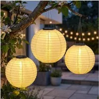 GLOBO LIGHTING Lampion, LED-Leuchtmittel fest verbaut, Warmweiß, Solarlampe Außenlampe Lampion Gartenlampe Hängelampe sand LED 55 cm 3x