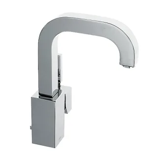 KAJA-Aquadrat Einhebel-Wascht.-Armatur m. schwenkb Auslauf, Ausl. 136mm, Zugst.-Ablaufgarnitur chrom 58120-C