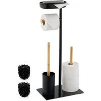relaxdays WC-Garnitur Bambus & Eisen mit Ablage