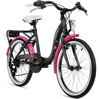 bergsteiger Kinderfahrrad Atlantis 20, 24 Zoll Mädchenfahrrad, 6 - 11 Jahre, StVZO, 6 Gang Shimano Tourney RD-TY300 Schaltwerk, Kettenschaltung, V-Bremse