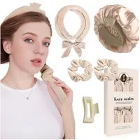 FOUORTUNATE-BEE Lockenwickler Locken Ohne Hitze Samt Lockenwickler Über Nacht mit Schlafmütze, DIY Haare Lockenband Frisurenset Lockenwickler Über Nacht
