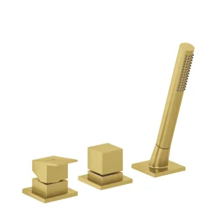 KLUDI-DECUS Wannenfüll- und Brause-Einhandmischer 3-Loch entfernte Befüllung Brushed Gold 54447N075