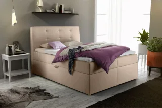 Boxspringbett Schlafzimmerbett MONZA Kunstleder Creme 180x200 cm