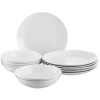 OTTO home Tafelservice Alff (12-tlg), 6 Personen, Porzellan, Teller Set, Geschirr-Set, harmonische, trendige Coupeform