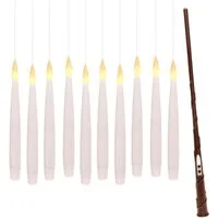 IC Home LED-Kerze 10 Stück schwebende Kerzen mit Zauberstab als Fernbedienung, ca. 15,5 cm, flammenlos, magische Halloween Deko & Weihnachtsdeko