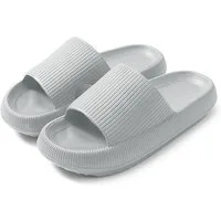 HoyoLee Hausschuhe EVA Superweich Rutschfest Badeschuhe Schlappen Damen Grau Hüttenschuhe Badeschuhe Herren Damen Slipper Schlappen Wolke rutschfeste Flip Flops