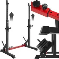 tectake Hantelbank Fitnessbank, bodenschonende Kunststoffkappen, multifunktional, (Trainingsbank Apollo, in schwarz), Mit oberer & vorderer Ablage, Höhe & Breite verstellbar, fester Stand