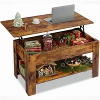 WLIVE Couchtisch Höhenverstellbar und Ausziehbar, Couchtisch Holz mit Stauraum (Wohnzimmertisch für Wohnzimmer, Büro, 1 Tisch), 98 x 48 x 46 cm