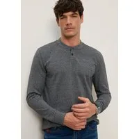 Bruno Banani Henleyshirt Geschmeidige melierte Jersey-Qualität mit markantem Henley-Ausschnitt