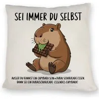 speecheese Dekokissen Capybara frisst Dubai-Schokolade Kissen - Sei immer du selbst