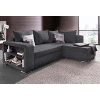 COLLECTION AB Ecksofa John L-Form, B: 226 cm, Bettfunktion, Bettkasten, Regalelement & 2 Zierkissen, Federkern