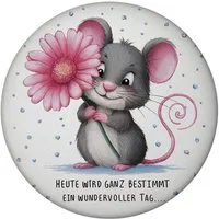 speecheese Magnet Maus mit Blume Magnet - wundervoller Tag
