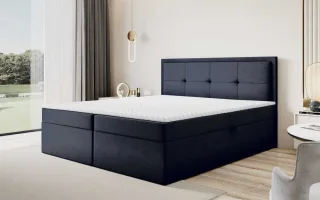 Boxspringbett Schlafzimmerbett DEGNA 180x200cm Stoff Gerra Schwarz