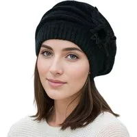 Cachito Strickmütze Damen Wollmütze Baskenmütze Winter Warme Mütze Einheitsgröße(52-56cm)