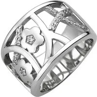 JOBO Fingerring, breit 925 Silber mit 25 Zirkonia