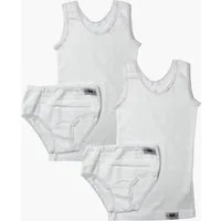 Toker Collection® Unterhemd Mädchen Unterwäsche Set 2x Unterhemd & 2x Slip (Packung, 2er-Pack) aus reiner Baumwolle