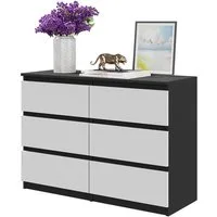 Furnica Kommode GABRIEL 6 Schubladen - Anthrazit Grau H70cm B100cm T33cm