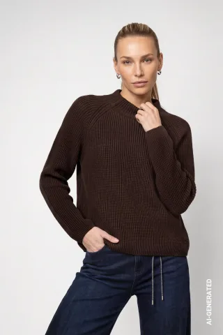 monari - Strickpullover mit Stehkragen black coffee - Gr. - 40