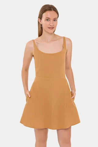 A-Linie Mini- Kleid mit Spaghetti-Trägern und Rückenausschnitt