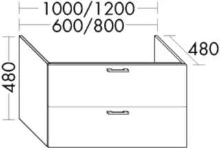 Burgbad Waschtischunterschrank Sys30 PG1 Aqua 480x600x480 Eiche Dekor Urban, WUYI060F5327 WUYI060F5327