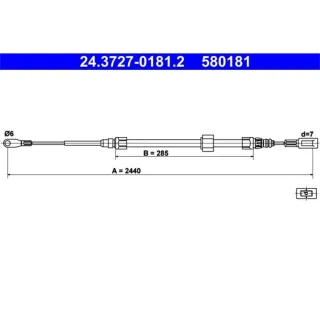 ATE Handbremsseil vorne Mercedes Sprinter VW Lt 24.3727-0181.2