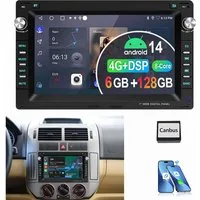 ESSGOO 6+128G 8-Kern Für VW Polo 9N Golf 4 Passat B5 T5 Android 14 Autoradio Autoradio (RDS, Digitalradio (DAB), FM, AM, 4G LTE DSP Carplay Android Auto Navi)