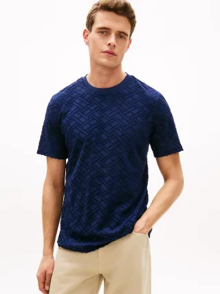 AOP FLAG JACQUARD TEE Carbon Navy - Gr. - L