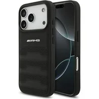 Mercedes Benz AMG Handyhülle iPhone 17 Pro Echtleder gelocht schwarz Logo 6,3 Zoll, Kantenschutz