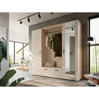 moebel-dich-auf Kompaktgarderobe MODENA (Set, 3-tlg., Sitzbank mit Paneel und 2 Garderobenschränken) 210 cm breit