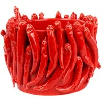 FURNARO Übertopf, mit Chili-Relief, handgefertigt aus Keramik ca. 17,5cm
