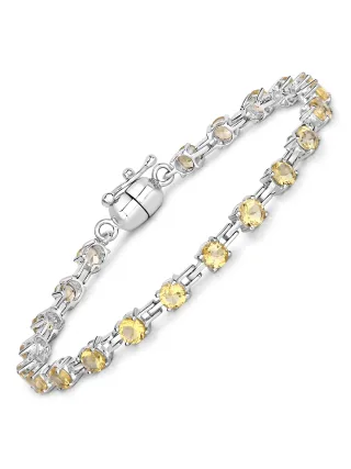 Vira Jewels Armband 925-Sterling Silber rhodiniert Citrin rund
