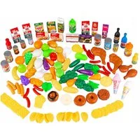 kinderplay Spiellebensmittel Spiellebensmittel Set – 120-teilig – für Kinderküche – Lernspielzeug, (Set, Plastik Obst und Gemüse Spielset 120-teilig)