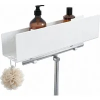 doporro Duschablage Duschregal Wandregal 40cm mit 2 Haken aus Carbonstahl Reglo-18, Offene Drainagestruktur,erhöhter Schutzrand,2 abnehmbare Haken