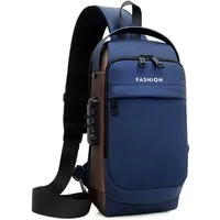 Blusmart Umhängetasche Brusttasche Sling Bag mit USB-Ladeanschluss (Passwortschutz Crossbody Bag, Wasserdicht), Für Reisen Wandern mehrere Taschen Sling Daypacks