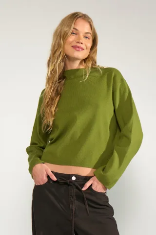 Nümph - NUCARMA CROP PULLOVER Calla Green - Gr. - XS