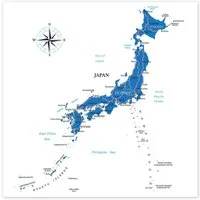 Posterlounge Wandbild Karte Japans (Englisch), Editors Choice, erhältlich als Poster, Leinwandbild, Wandsticker oder Acrylglasbild
