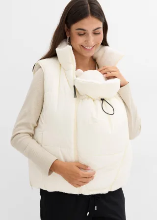 bonprix 4-in-1 Umstands- und Trageweste zum Wenden, beige, Gr.48, 4-in-1 Teddyfleece- und Steppjacke für Schwangerschaft und danach