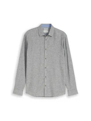 Tom Tailor - Regular Fit Hemd mit Leinenanteil faded leaf green chambray - Gr. - XXXL