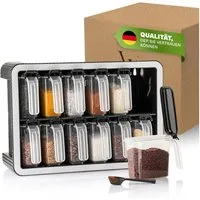 Viwares Gewürzbehälter Gewürzdosen für organisierte Küche platzsparendes Gewürzregal, (Set, 12er), Mit Wandhalterung und Löffeln