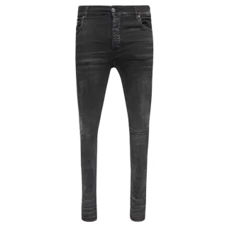 Amiri Slim Fit Distressed Amiri Logo Aged Black Denim-Jeans