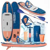 GUNJI Inflatable SUP-Board Aufblasbares 320*80*15CM stehendes Zellstoffbrett Tragfähigkeit 130KG, (Mit Kajaksitz, Rucksack, Pumpe, Doppelpaddeln, Sportkamerahalter, wasserdichter Handytasche, ideal zum Surfen, Angeln)
