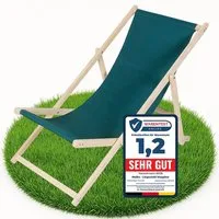 Melko Gartenliege Klappbarer Liegestuhl aus Holz mit Stoffbezug, Rückenlehne verstellbar, Liegestuhl, 1 St., Set bestehend aus 1 klappbaren Liegestuhl mit Stoffbezug, Klappbarer Strandstuhl aus Holz dreistufig verstellbarer Rückenlehne