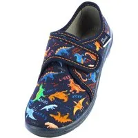 Beck Hausschuh Dinosaurier Hausschuh (atmungsaktiv, für Kindergarten, Schule, Zuhause) für schmale Füße, mit weich gepolsterter Decksohle