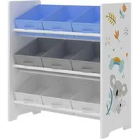 en.casa Kinderregal, »Boiro« Spielzeugregal mit 9 Boxen Koala-Motiv